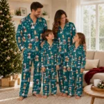 Philadelphia Eagles Long Pajama Set Customized Animal Scatter Green Best Selling