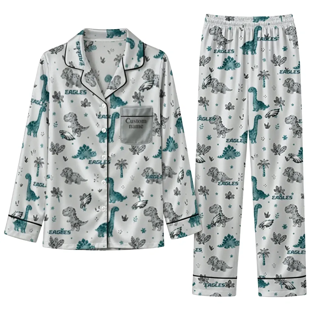 Philadelphia Eagles Long Pajama Set Customized Character Scatter Best Selling Philadelphia Eagles Long Pajama Set Customized Character Scatter Best Selling