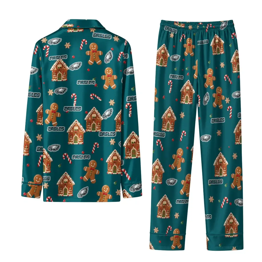 Philadelphia Eagles Long Pajama Set Personalized Candy Scatter Green Fashion Forward Philadelphia Eagles Long Pajama Set Personalized Candy Scatter Green Fashion Forward