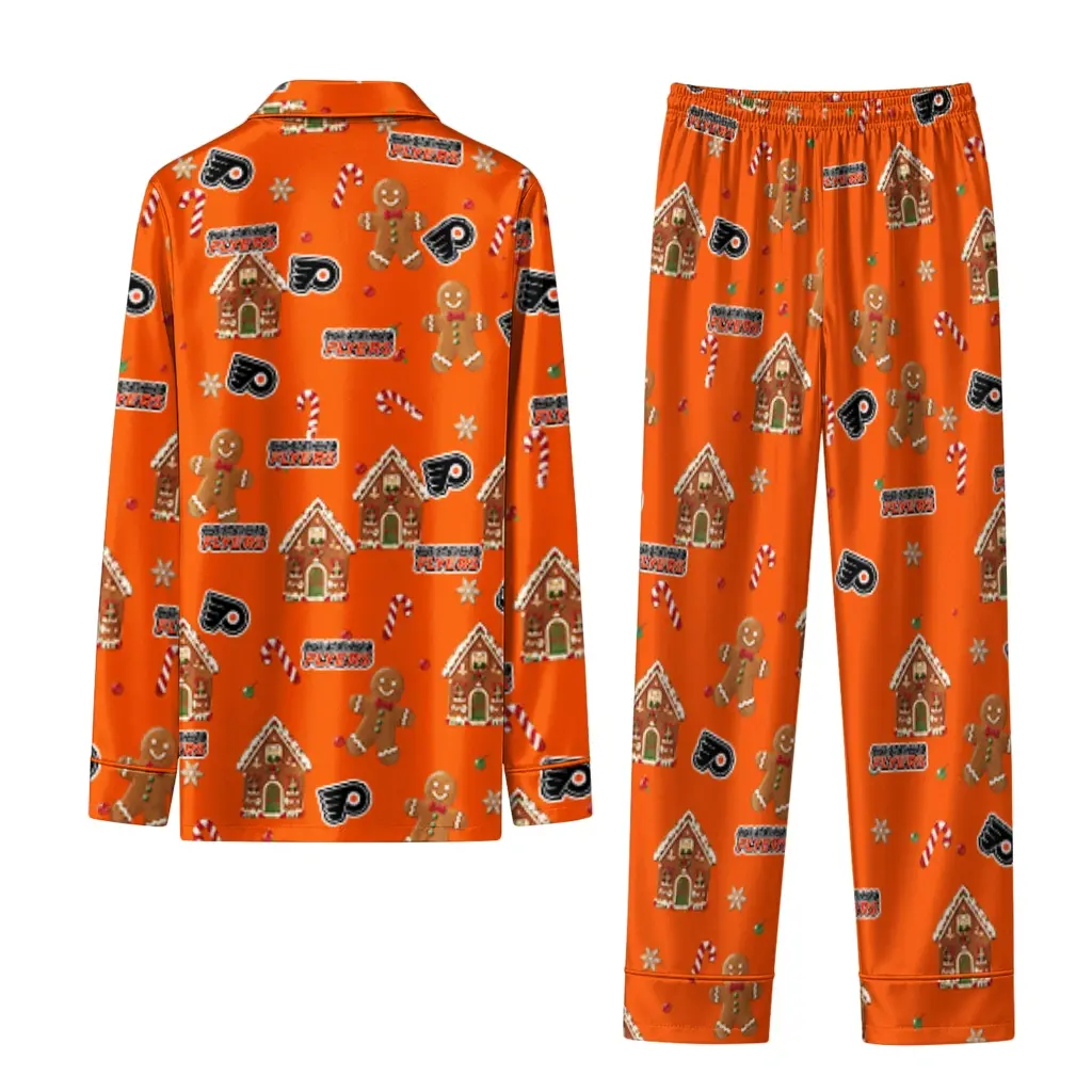 Philadelphia Flyers Long Pajama Set Custom Candy Scatter Orange Fashion Forward Philadelphia Flyers Long Pajama Set Custom Candy Scatter Orange Fashion Forward