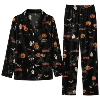 philadelphia flyers long pajama set custom icon confetti black best selling.webp