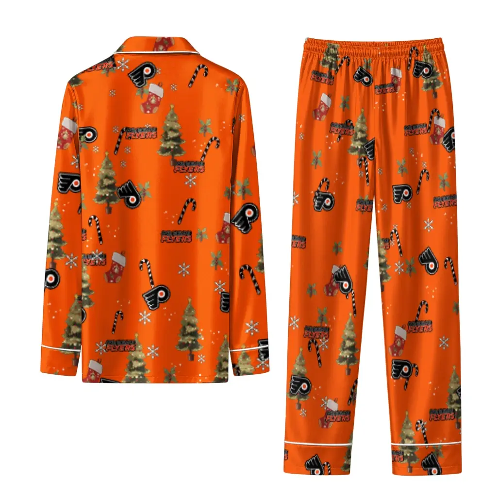 Philadelphia Flyers Long Pajama Set Customized Sprig Scatter Orange Fashion Forward Philadelphia Flyers Long Pajama Set Customized Sprig Scatter Orange Fashion Forward
