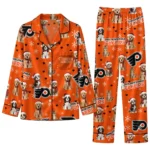 Philadelphia Flyers Long Pajama Set Personalized Animal Scatter Orange Best Selling