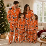 Philadelphia Flyers Long Pajama Set Personalized Animal Scatter Orange Best Selling