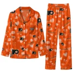 philadelphia flyers long pajama set personalized heart charms orange best selling.webp