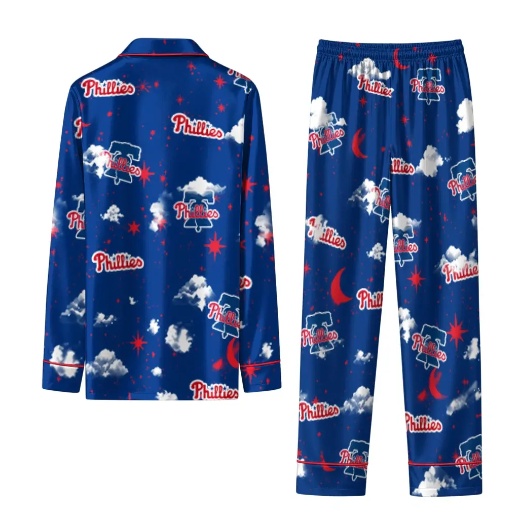 Philadelphia Phillies Long Pajama Set Customized Cloud Stars Blue Fashion Forward Philadelphia Phillies Long Pajama Set Customized Cloud Stars Blue Fashion Forward
