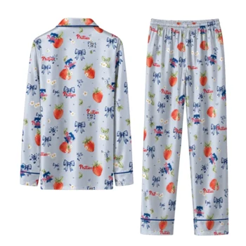 philadelphia phillies long pajama set customized ribbon florals blue fashion forward.webp