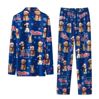 Philadelphia Phillies Long Pajama Set Personalized Animal Scatter Blue Fashion Forward