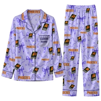 phoenix suns long pajama set custom ribbon chains purple best selling.webp