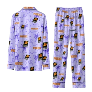phoenix suns long pajama set custom ribbon chains purple fashion forward.webp