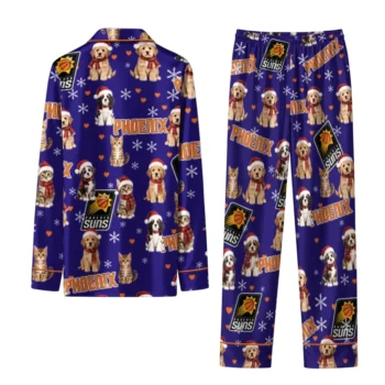 Phoenix Suns Long Pajama Set Customized Animal Scatter Purple Fashion Forward