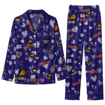 phoenix suns long pajama set customized heart charms purple best selling.webp