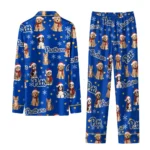 Pittsburgh Panthers Long Pajama Set Personalized Animal Scatter Royal Blue Best Selling