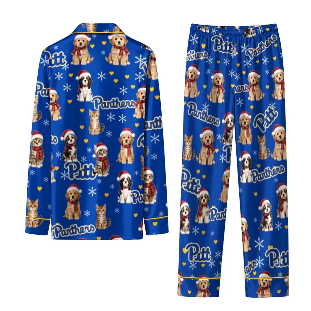 Pittsburgh Panthers Long Pajama Set Personalized Animal Scatter Royal Blue Fashion Forward Pittsburgh Panthers Long Pajama Set Personalized Animal Scatter Royal Blue Fashion Forward
