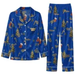 Pittsburgh Panthers Long Pajama Set Personalized Sprig Scatter Royal Blue Best Selling