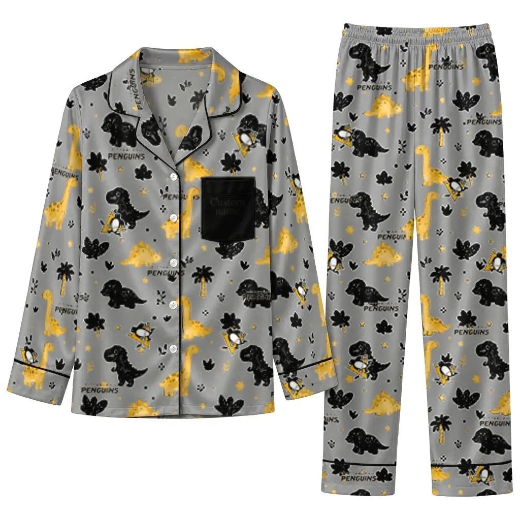 Pittsburgh Penguins Long Pajama Set Custom Character Scatter Best Selling Pittsburgh Penguins Long Pajama Set Custom Character Scatter Best Selling