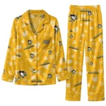 pittsburgh penguins long pajama set custom heart charms yellow best selling.webp