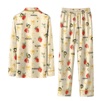pittsburgh penguins long pajama set personalized ribbon florals yellow fashion forward.webp