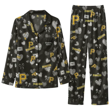 pittsburgh pirates long pajama set custom heart charms black best selling.webp