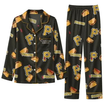 Pittsburgh Pirates Long Pajama Set Customized Snack Scatter Black Best Selling