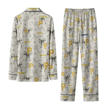 pittsburgh pirates long pajama set personalized ribbon chains black fashion forward.webp