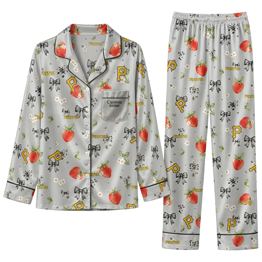 pittsburgh pirates long pajama set personalized ribbon florals black best selling.webp pittsburgh pirates long pajama set personalized ribbon florals black best selling.webp