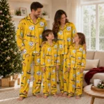 Pittsburgh Steelers Long Pajama Set Custom Snack Scatter Gold Best Selling