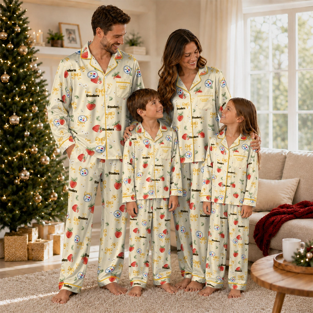 pittsburgh steelers long pajama set customized ribbon florals gold latest model.webp pittsburgh steelers long pajama set customized ribbon florals gold latest model.webp