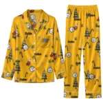 Pittsburgh Steelers Long Pajama Set Customized Sprig Scatter Gold Best Selling