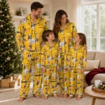 Pittsburgh Steelers Long Pajama Set Personalized Animal Scatter Gold Best Selling