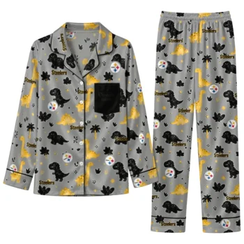 Pittsburgh Steelers Long Pajama Set Personalized Character Scatter Best Selling
