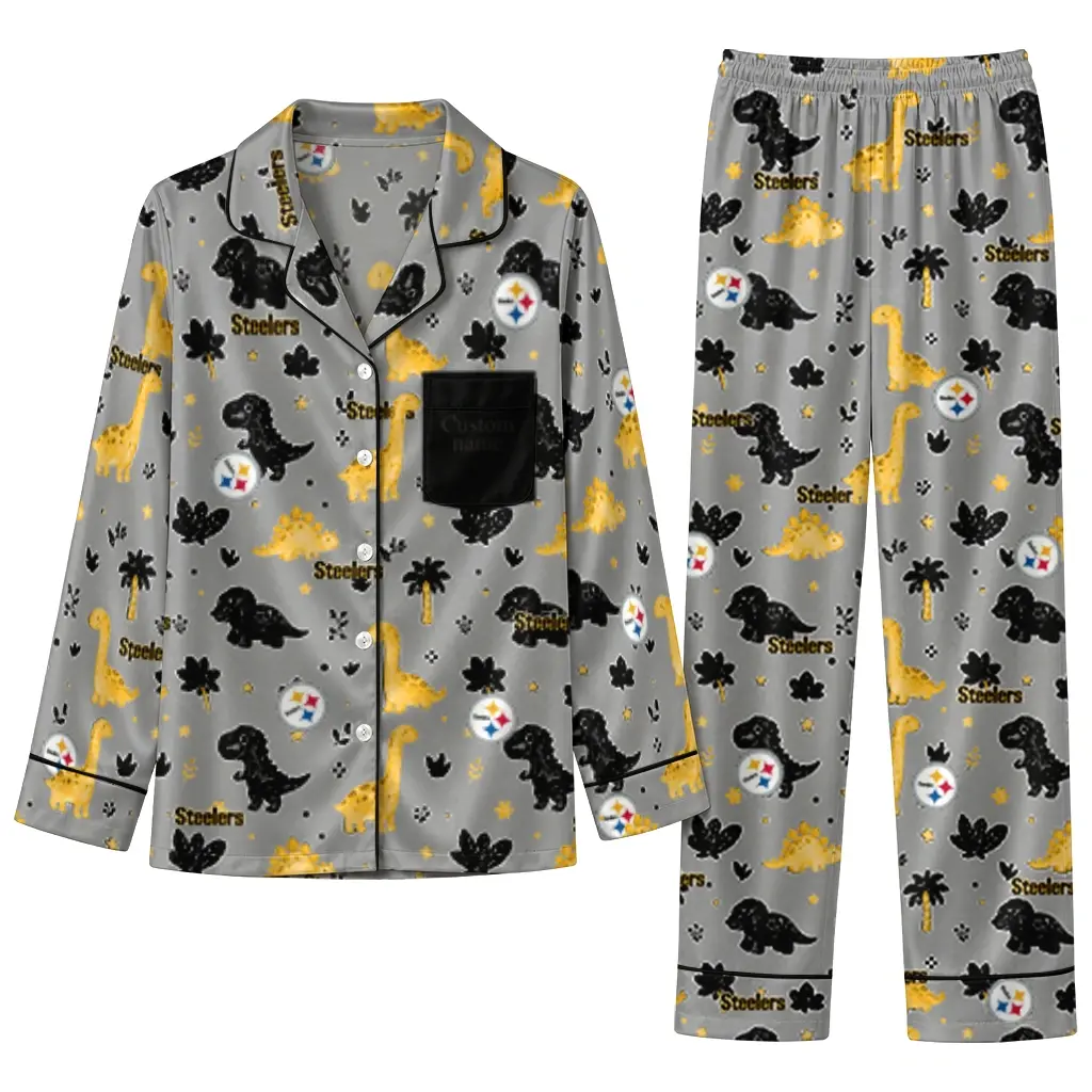 Pittsburgh Steelers Long Pajama Set Personalized Character Scatter Best Selling Pittsburgh Steelers Long Pajama Set Personalized Character Scatter Best Selling