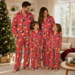 Portland Trail Blazers Long Pajama Set Custom Snack Scatter Red Best Selling
