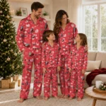 portland trail blazers long pajama set personalized heart charms red best selling.webp