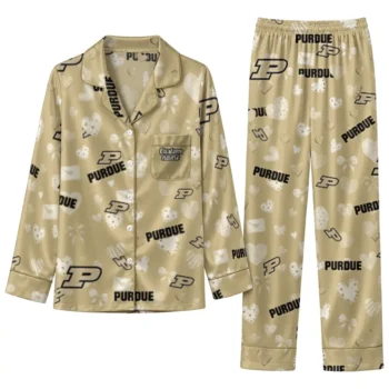 Purdue Boilermakers Long Pajama Set Custom Heart Charms Gold Best Selling