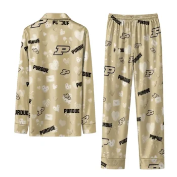 Purdue Boilermakers Long Pajama Set Custom Heart Charms Gold Fashion Forward