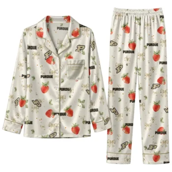 Purdue Boilermakers Long Pajama Set Custom Ribbon Florals Gold Best Selling