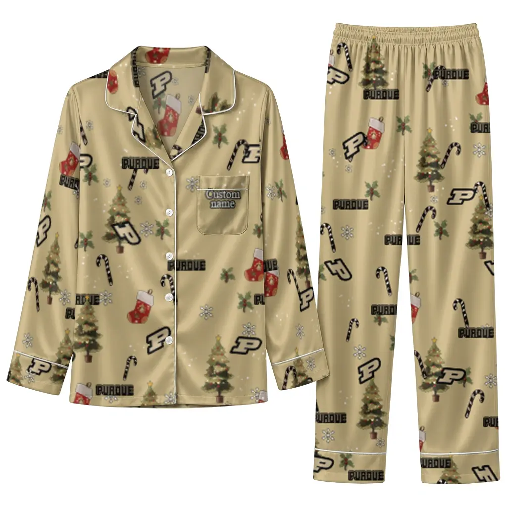 Purdue Boilermakers Long Pajama Set Custom Sprig Scatter Gold Best Selling Purdue Boilermakers Long Pajama Set Custom Sprig Scatter Gold Best Selling