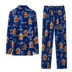 Rice Owls Long Pajama Set Custom Candy Scatter Navy Blue Best Selling