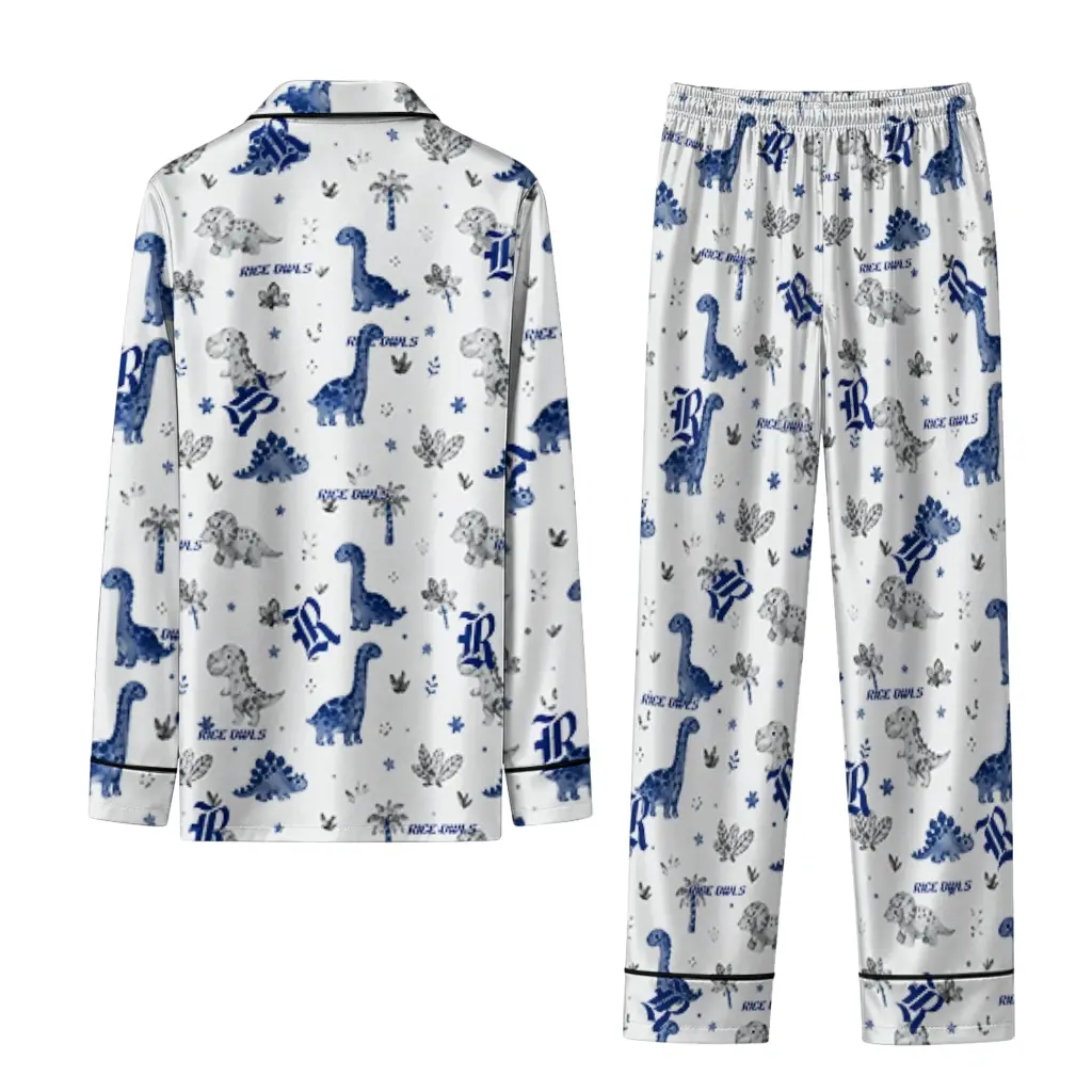 Rice Owls Long Pajama Set Custom Character Scatter Fashion Forward Rice Owls Long Pajama Set Custom Character Scatter Fashion Forward