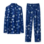 Rice Owls Long Pajama Set Custom Heart Charms Navy Blue Best Selling