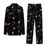 Rice Owls Long Pajama Set Custom Icon Confetti Black Best Selling