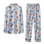 Rice Owls Long Pajama Set Custom Ribbon Florals Navy Blue Best Selling