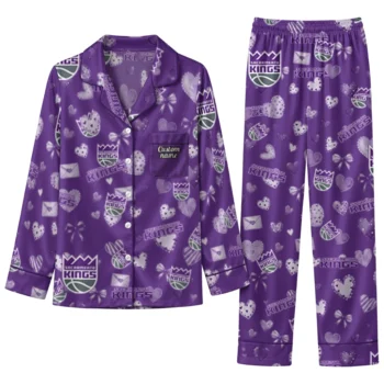 sacramento kings long pajama set custom heart charms purple best selling.webp