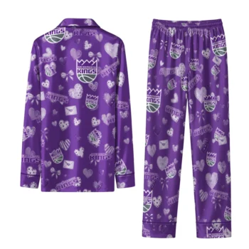 sacramento kings long pajama set custom heart charms purple fashion forward.webp