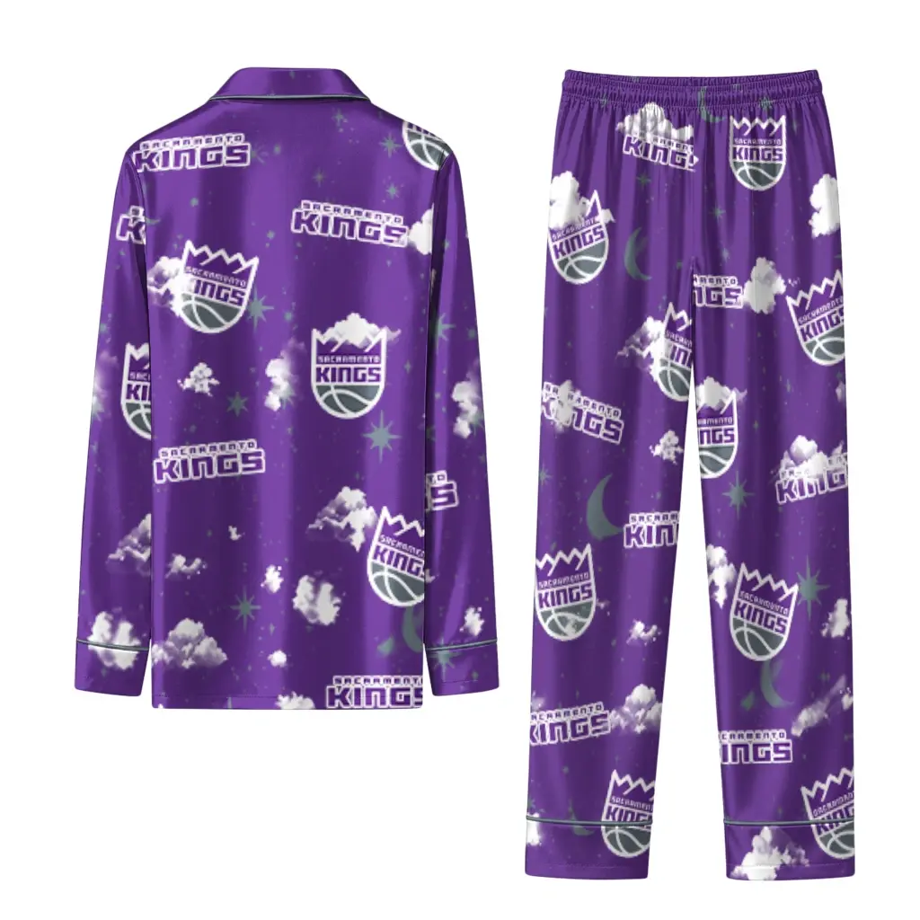 Sacramento Kings Long Pajama Set Personalized Cloud Stars Purple Fashion Forward Sacramento Kings Long Pajama Set Personalized Cloud Stars Purple Fashion Forward