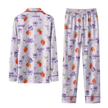 sacramento kings long pajama set personalized ribbon florals purple fashion forward.webp