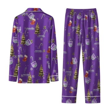 Sacramento Kings Long Pajama Set Personalized Sprig Scatter Purple Fashion Forward
