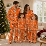 Sam Houston Bearkats Long Pajama Set Customized Animal Scatter Orange Best Selling