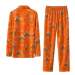 Sam Houston Bearkats Long Pajama Set Customized Candy Scatter Orange Best Selling